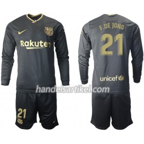 FC Barcelona Frenkie de Jong 21 Kinder Auswärts Trikotsatz 2020/21 Langarm (+ Kurze Hosen)